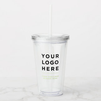 Vaso Acrílico Tumbler transparente personalizado con paja
