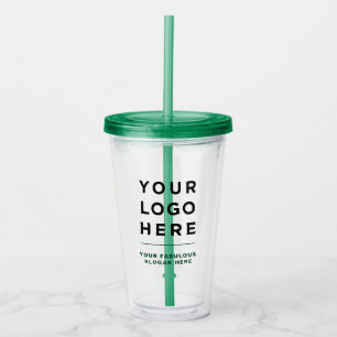 Vaso Acrílico Tumbler transparente personalizado con paja
