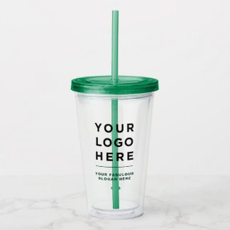 Vaso Acrílico Tumbler transparente personalizado con paja