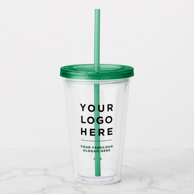 Vaso Acrílico Tumbler transparente personalizado con paja (Anverso)