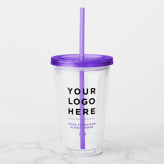 Vaso Acrílico Tumbler transparente personalizado con paja (Anverso)