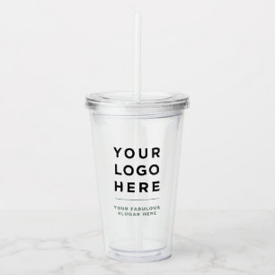 Vaso Acrílico Tumbler transparente personalizado con paja