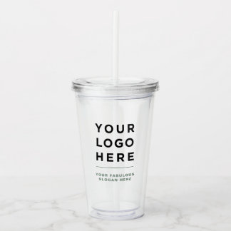 Vaso Acrílico Tumbler transparente personalizado con paja
