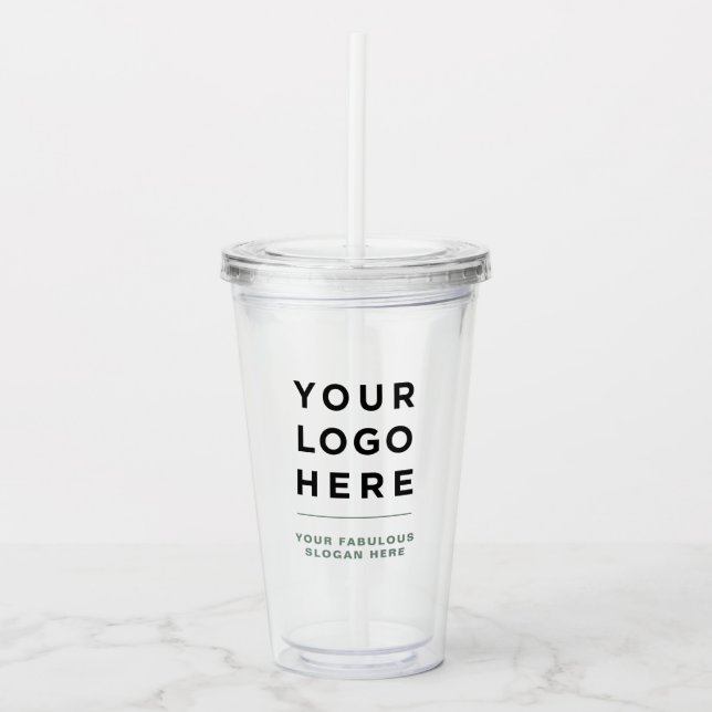 Vaso Acrílico Tumbler transparente personalizado con paja (Anverso)