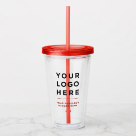 Vaso Acrílico Tumbler transparente personalizado con paja