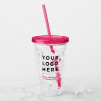 Tumbler transparente personalizado con paja