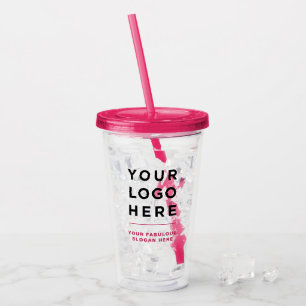 Vaso Acrílico Tumbler transparente personalizado con paja