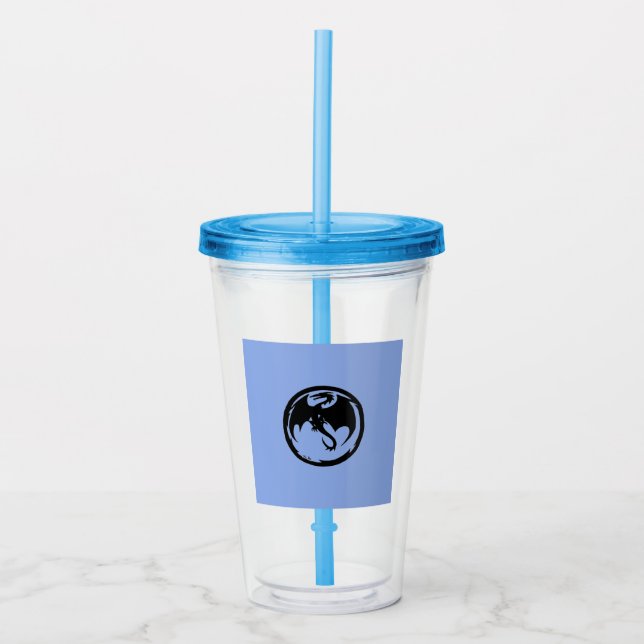 Vaso Acrílico Tumblor acrílico azul del Dragón Negro (Anverso)