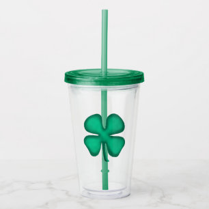 Vaso Acrílico Tumblor acrílico de Clover irlandés de 4 hojas