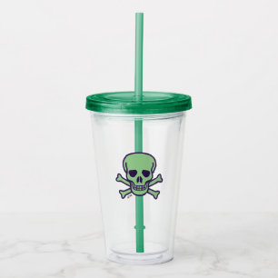 Vaso Acrílico Tumblor acrílico de cráneo verde