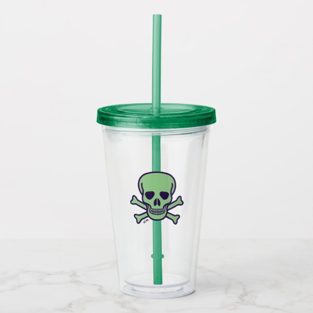 Vaso Acrílico Tumblor acrílico de cráneo verde (Anverso)