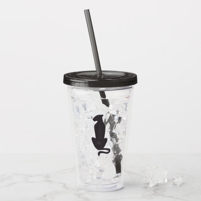 Vaso Acrílico Tumblor acrílico de silueta de gato negro (Anverso (hielo))