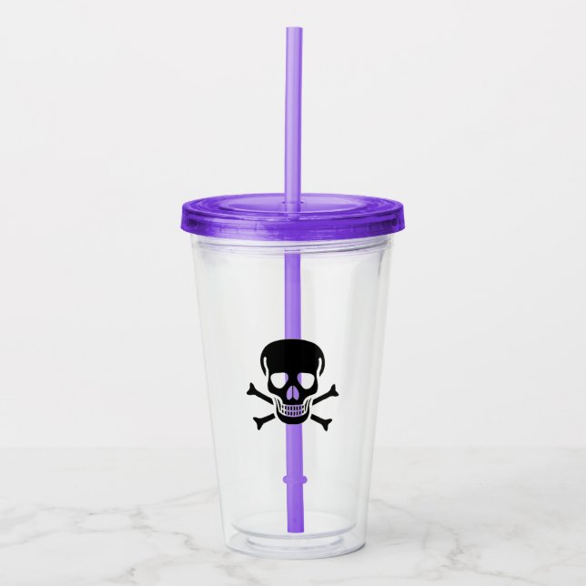 Vaso Acrílico Tumblor acrílico morado Black Skull (Anverso)