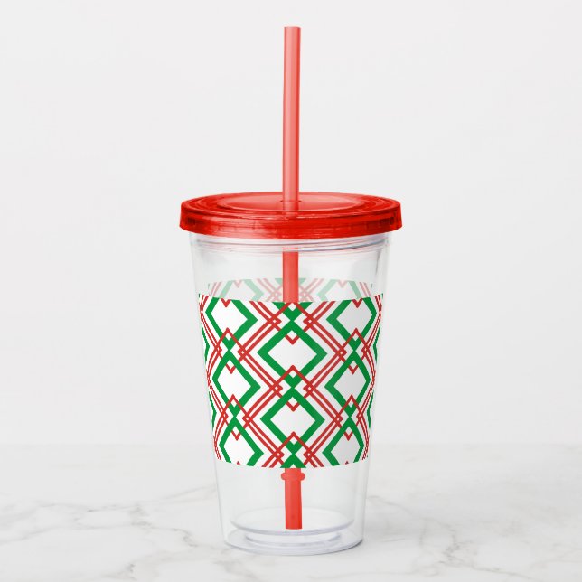 Vaso Acrílico Tumblor acrílico rayado rojo y verde (Anverso)
