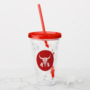 Vaso Acrílico Tumblor de acrílico rojo de Búfalo Fantasma