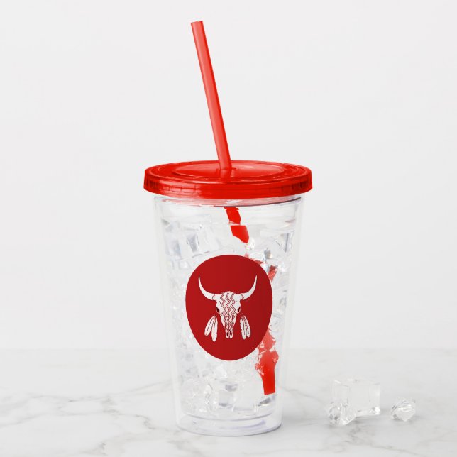 Vaso Acrílico Tumblor de acrílico rojo de Búfalo Fantasma (Anverso (hielo))