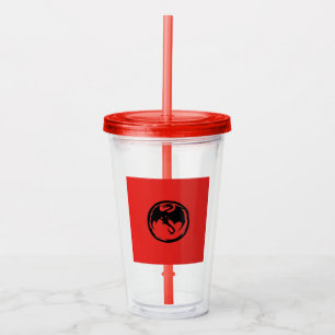 Vaso Acrílico Tumblor de acrílico rojo Dragón negro