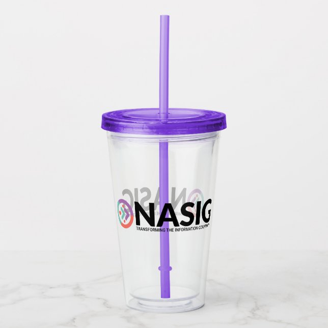 Vaso Acrílico Tumblor del logo de NASIG con paja (Anverso)