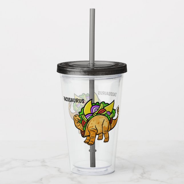 Vaso Acrílico Tumblores personalizados de TACOSAURUS divertidos (Anverso)