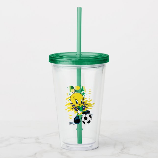 Vaso Acrílico TWEETY™ Equipo Brasil Gráfico de Fútbol (Anverso)