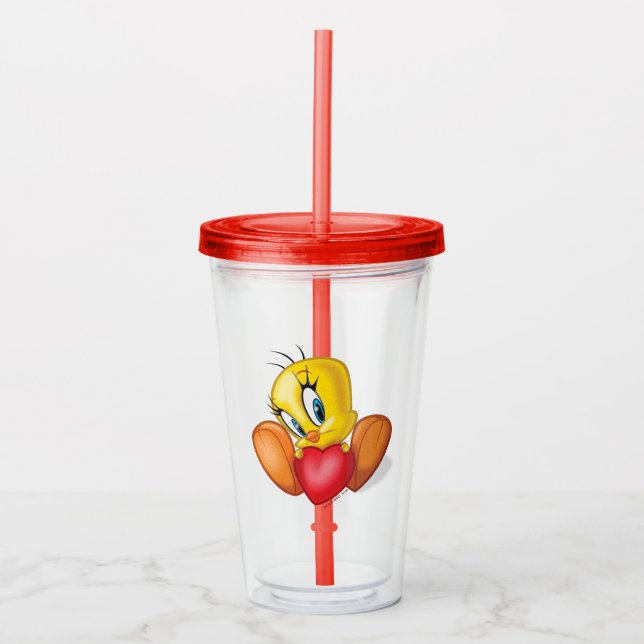 Vaso Acrílico TWEETY™ Holding Heart (Anverso)