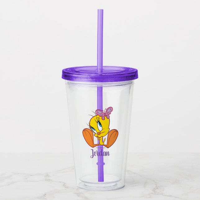 Vaso Acrílico TWEETY™ y mariposa (Anverso)