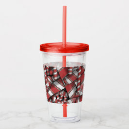 Vaso Acrílico Twided Red Striped Abstract Candy Canes