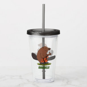 Vaso Acrílico Un castor gracioso con humor de personalizado de l
