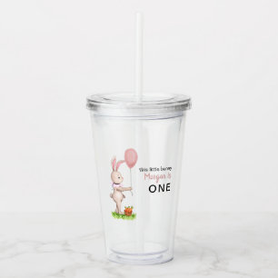 Vaso Acrílico Un conejo es un globo de conejo lindo, primer cump