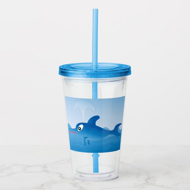 Vaso Acrílico Un delfín azul (Anverso)