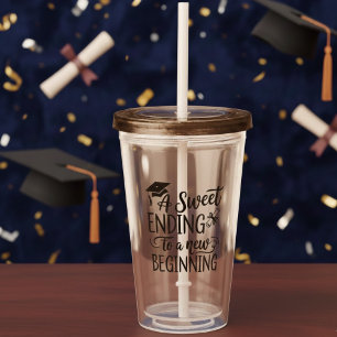 Vaso Acrílico Un dulce final para un nuevo comienzo Frase de gra