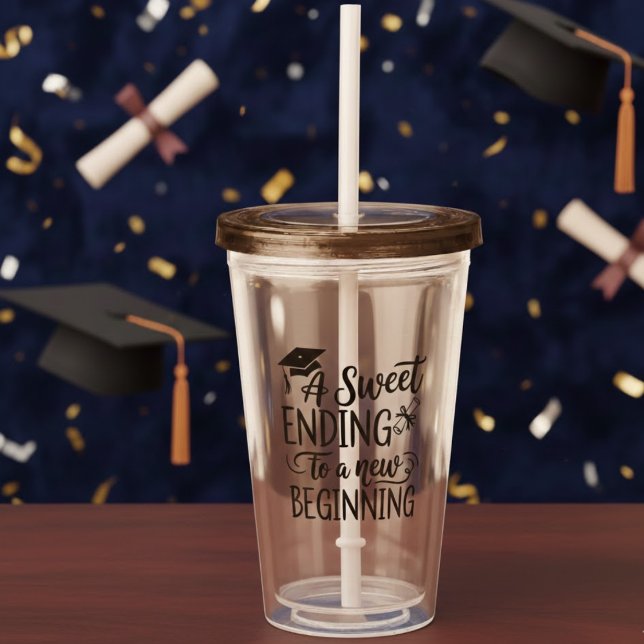 Vaso Acrílico Un dulce final para un nuevo comienzo Frase de gra (Subido por el creador)