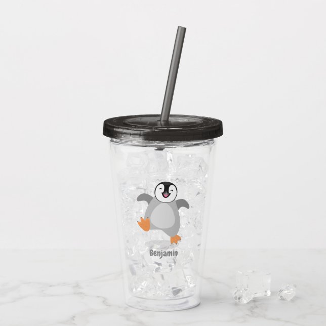 Vaso Acrílico Un emperador alegre, un personalizado de polluelos (Reverso (hielo))