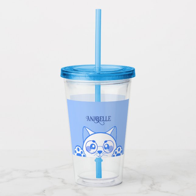 Vaso Acrílico Un Gato Feliz Con Gafas Redondas (Anverso)