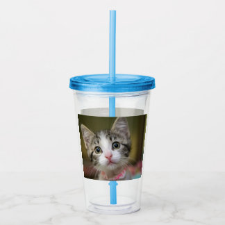 Vaso Acrílico Un lindo gatito con ojos verdes