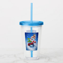 Vaso Acrílico Un muñeco de nieve festivo