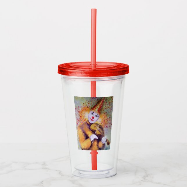 Vaso Acrílico Un payaso dulce tocando el violín (Anverso)