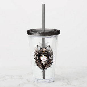 Vaso Acrílico Un retrato cursi de bruja de Gato de Brujas Hallow