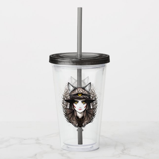 Vaso Acrílico Un retrato cursi de bruja de Gato de Brujas Hallow (Anverso)