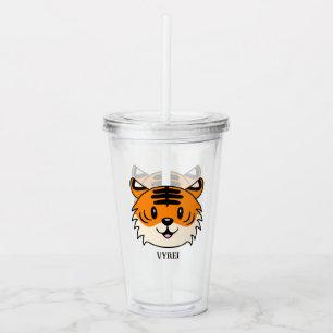 Vaso Acrílico Un tigre Personalizado sonriente y agudo