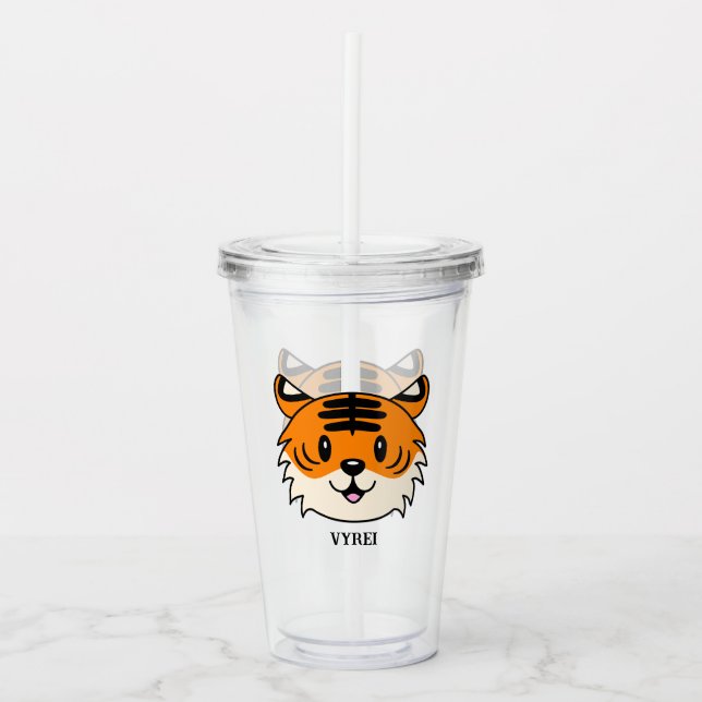 Vaso Acrílico Un tigre Personalizado sonriente y agudo (Anverso)