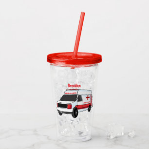 Vaso Acrílico Una ambulancia roja curada van personalizado