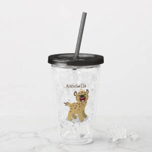 Vaso Acrílico Una chiflada hiena riéndose del ilustracion person