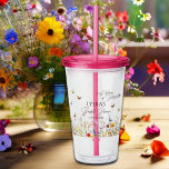 Vaso Acrílico Una ducha de novias con flores silvestres de por v<br><div class="desc">Un elegante diseño Bridal Shower con flores silvestres de colores y mariposas! Puede personalizar esto con sus propios detalles.</div>