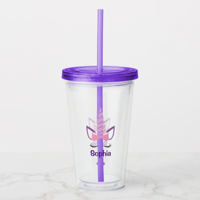 Vaso Acrílico Unicornio (Anverso)