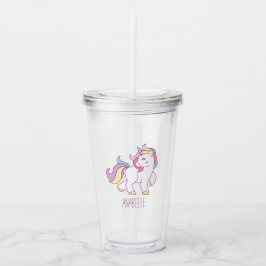 Vaso Acrílico Unicornio arcoiris