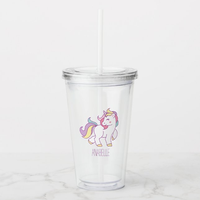 Vaso Acrílico Unicornio arcoiris (Anverso)