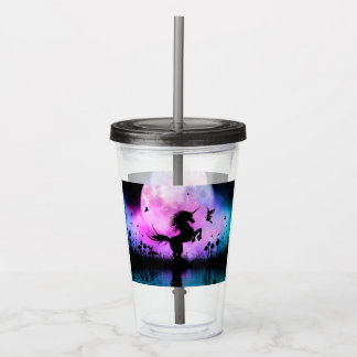 Vaso Acrílico Unicornio con pequeño hada