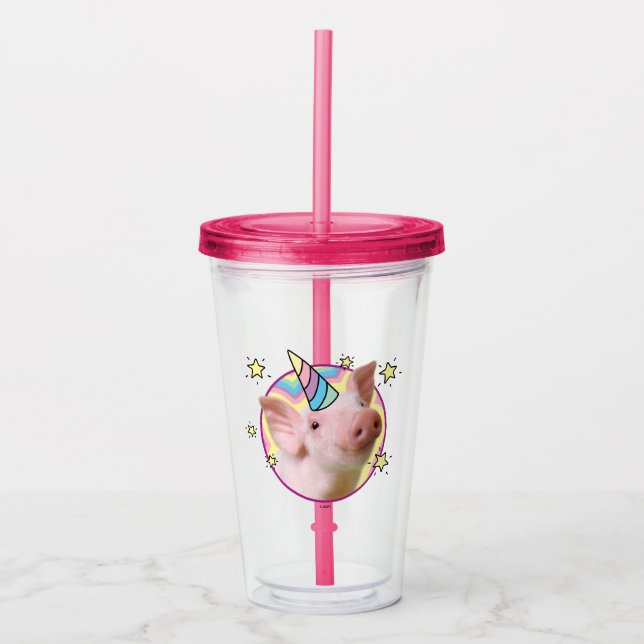 Vaso Acrílico Unicornio de lechón mágico (Anverso)