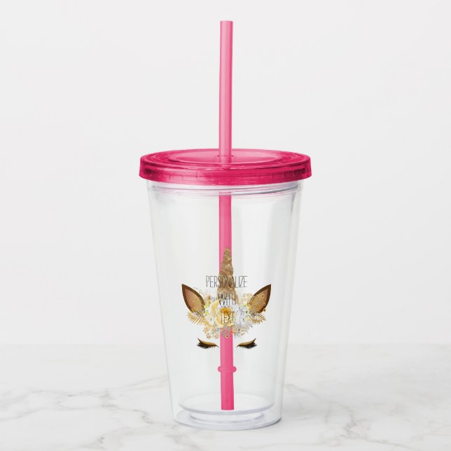 Vaso Acrílico Unicornio del oro (Anverso)